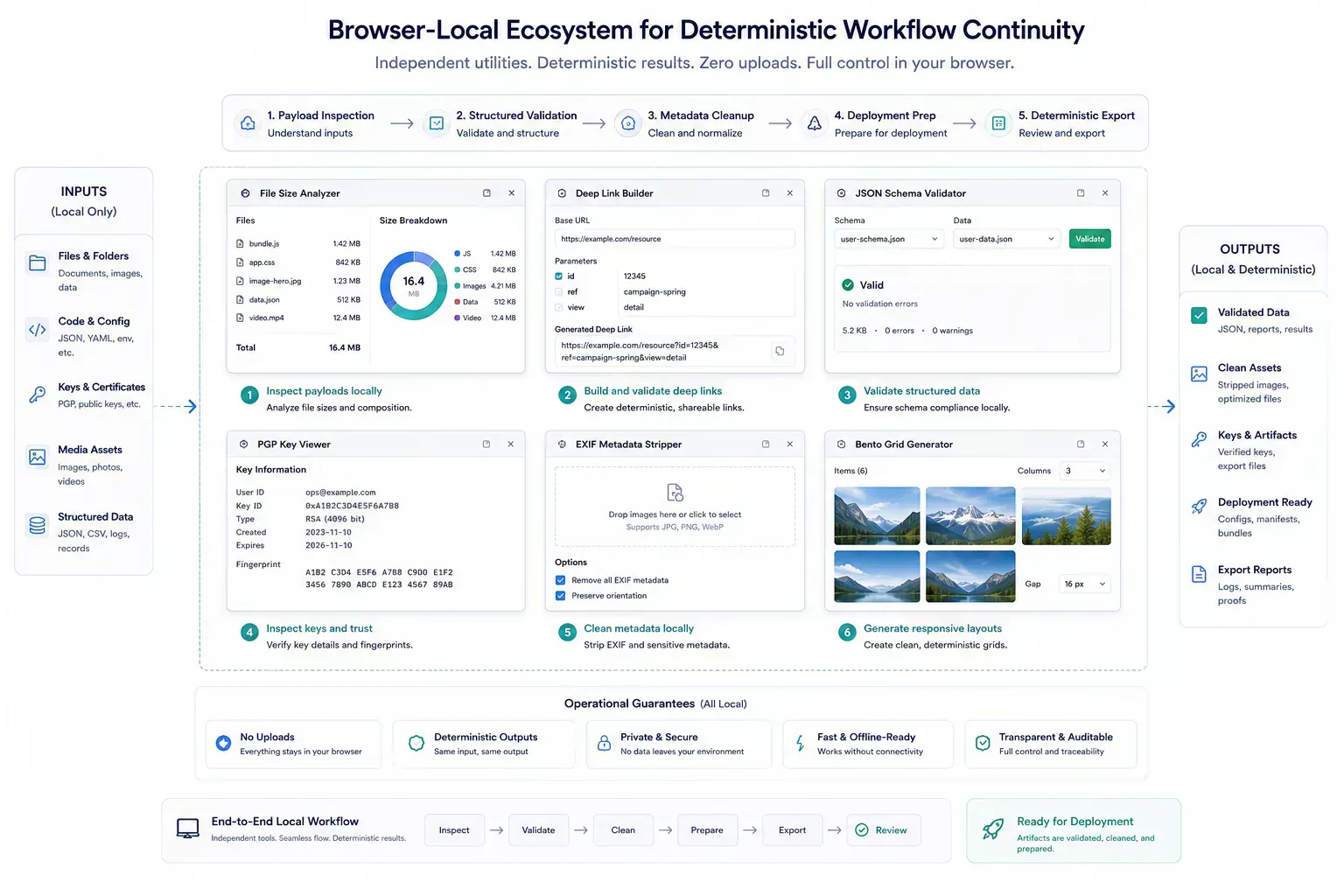 Diagram showing deterministic browser-local utility ecosystems reinforcing operational continuity